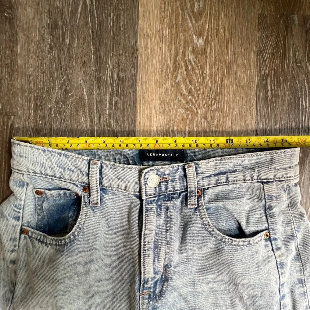 Aeropostale Barrel Jean Women 6 Light Acid Wash High Rise Baggy Curved Leg Denim